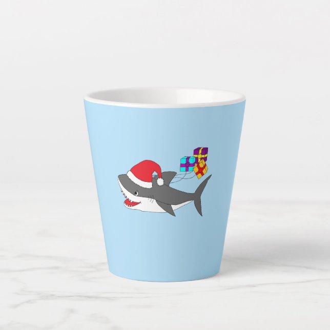 Cute Holiday Shark Latte Mug (Front)