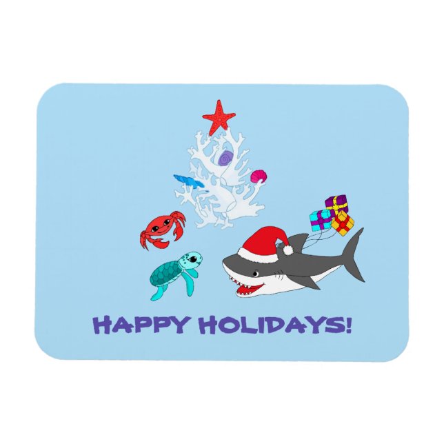 Cute Holiday Shark Magnet (Horizontal)