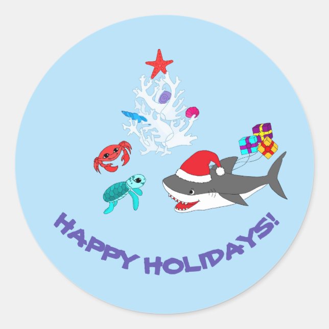 Cute Holiday Shark Stickers (Front)