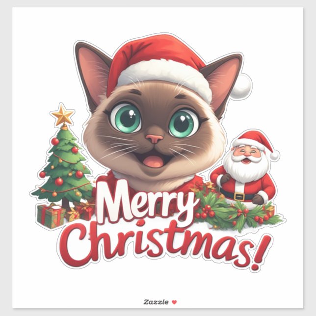 Cute Holiday Siamese Kitty Design For Christmas (Sheet)