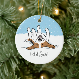 Cute Holiday Snow Beagle Happy Dog Christmas Ceramic Tree Decoration