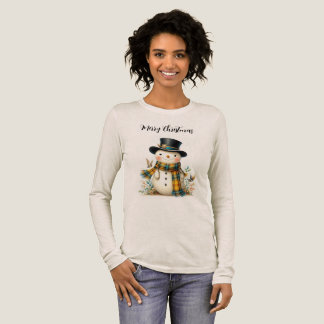 Cute Holiday Snowman T-Shirt Tri-Blend Shirt