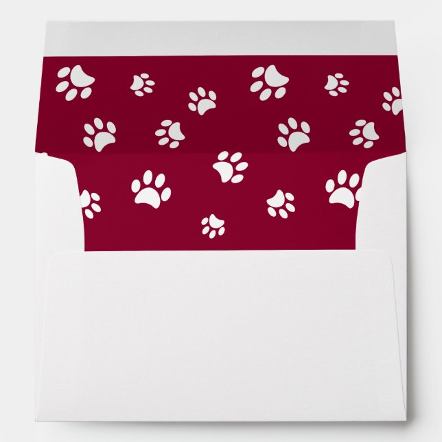Cute Holiday White Paw Prints Return Address Envelope (Back (Bottom))