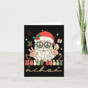 Cute Holly Christmas Jolly Vibes Hippie Santa Wint Card
