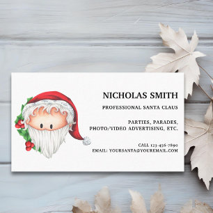 Cute Holly Christmas Santa Claus  Business Card