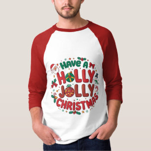 Cute Holly Jolly Christmas Cartoon T-Shirt