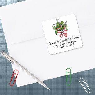 Cute Holly & Red Berries Return Address Sticker