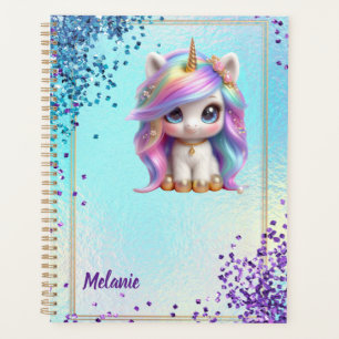 Cute holographic glitter Unicorn Notebook Planner