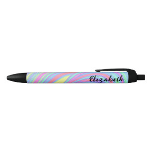 Cute Holographic Marble Art Black Ink Pen