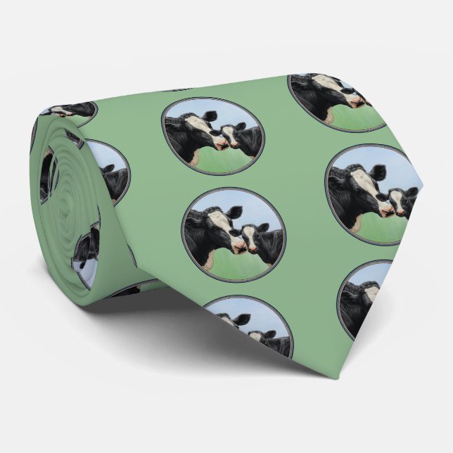 Cute Holstein Calf & Cow Tie (Rolled)