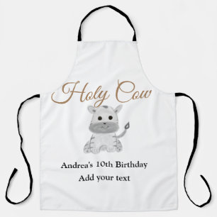 Cute holy cow farm animal birthday add name waterc apron