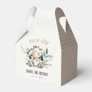 Cute Holy Cow Foliage Pastel Neutral Kids Birthday Favour Box
