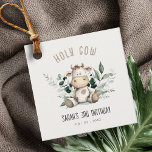 Cute Holy Cow Foliage Pastel Neutral Kids Birthday Favour Tags<br><div class="desc">If you need any other matching product or customisation,  kindly message via Zazzle.</div>