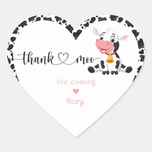 Cute Holy Cow Girl Funny Pink Baby First Birthday Heart Sticker (Front)
