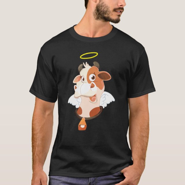 Cute Holy Cow Heavenly Cattle Pun Tee (Front)