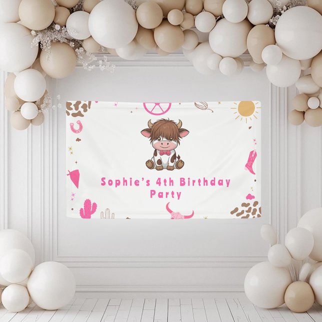Cute Holy cow highland cow birthday Banner (Creator Uploaded)