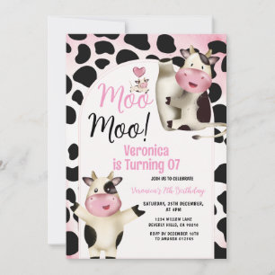 Cute Holy Cow Moo Moo Any Age Birthday Party Invitation
