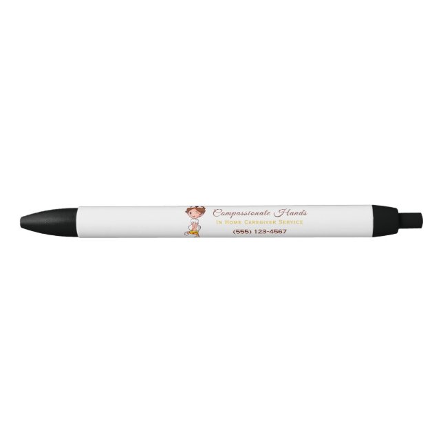 Cute Home Health Care Nurse Service Business Black Ink Pen (Front)