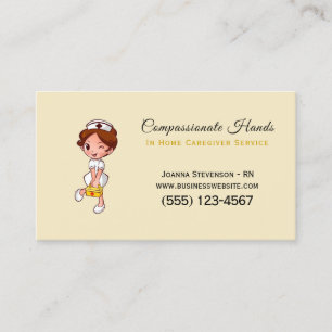 Cute Home Health Care Nurse Service Business Card