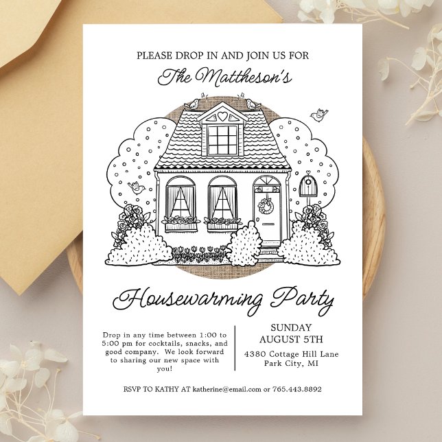 Cute Home Illustrated Drop In Housewarming Party Invitation (Creator Uploaded)