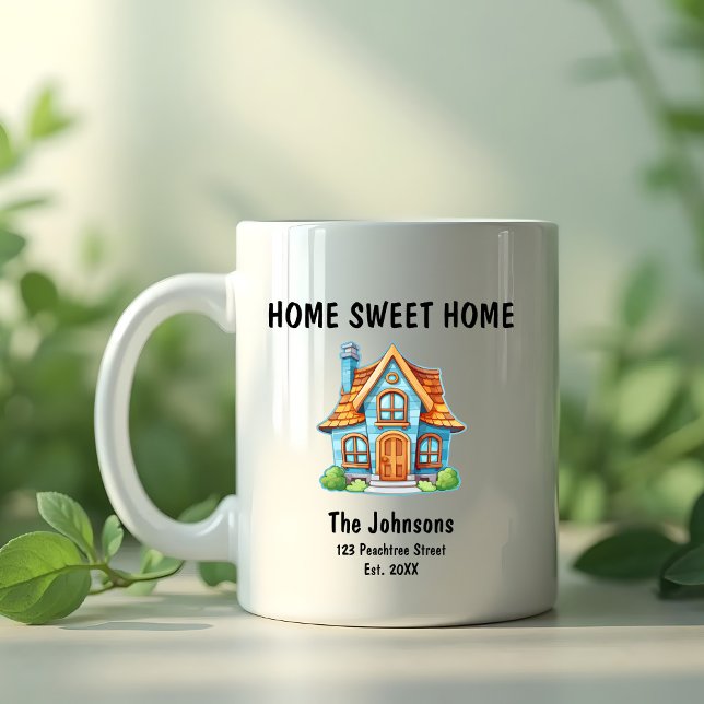 Cute Home Sweet Home Blue House Housewarming  Coffee Mug (Creator Uploaded)