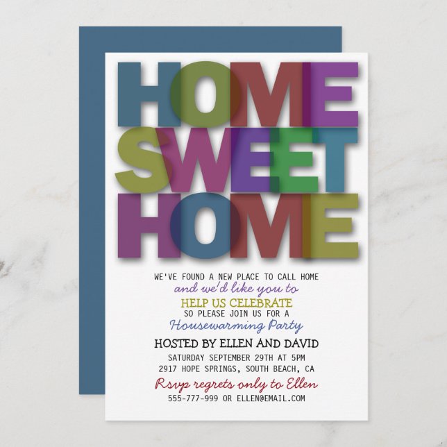 Cute Home Sweet Home Housewarming Invitations (Front/Back)