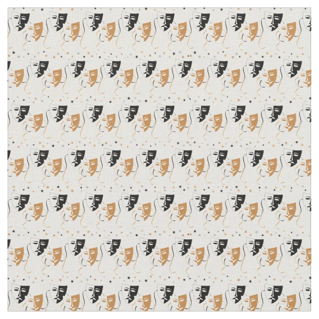 Cute home theatre movie mask pattern material fabric (Close Up)