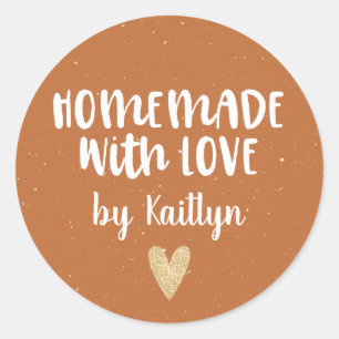 Cute Homemade With Love Classic Round Sticker