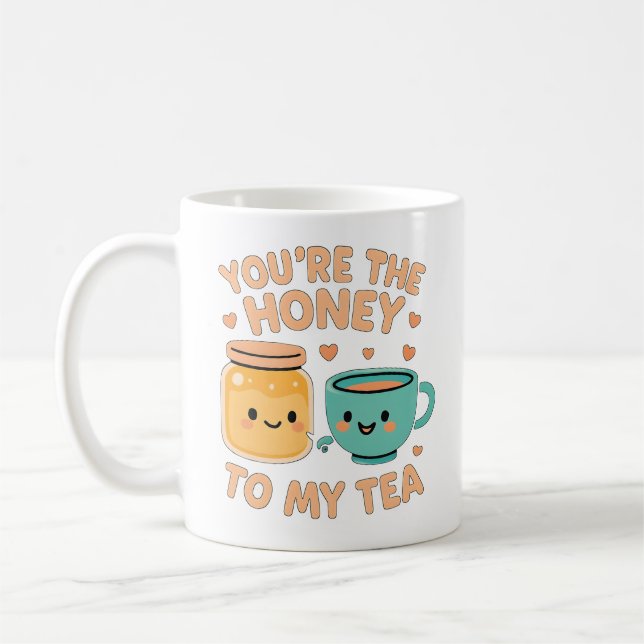 Cute Honey and Tea Love Coffee Mug (Left)