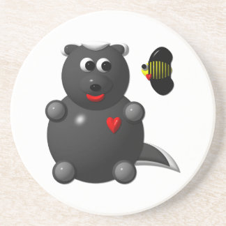 Cute Honey Badger and Honey Bee: Don't badger me! Coaster