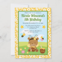 Cute Honey Bear and Bees Kids Birthday