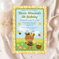 Cute Honey Bear and Bees Kids Birthday