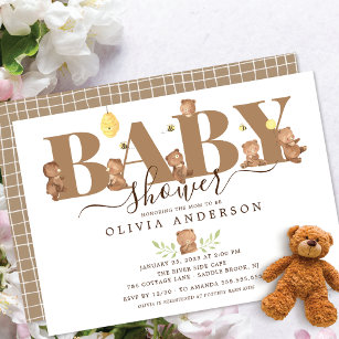 Cute Honey Bear Baby Shower Invitation