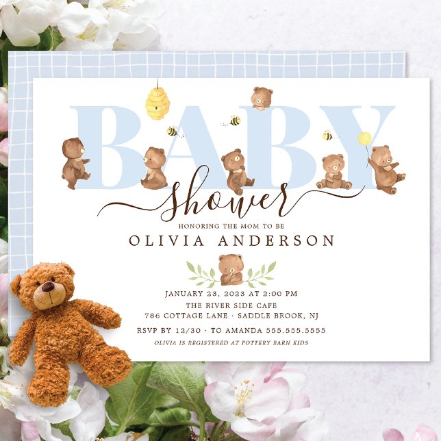 Cute Honey Bear Baby Shower Invitation (Creator Uploaded)
