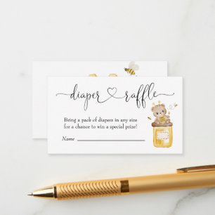 Cute Honey Bear Diaper Raffle Ticker Enclosure Card