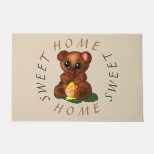 Cute Honey Bear Doormat with Text