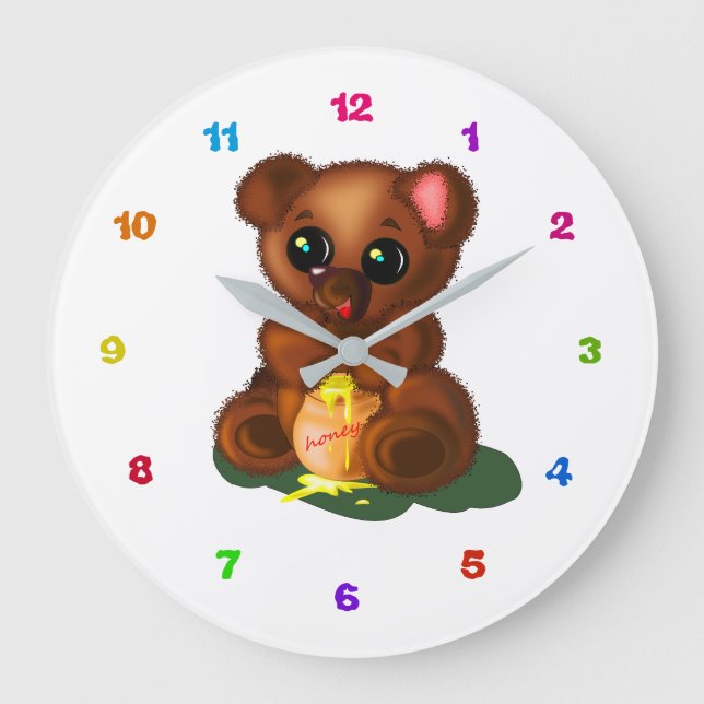 Cute Honey Bear - Large Clock (Front)