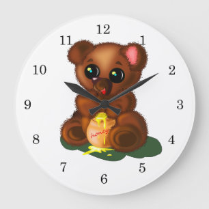 Cute Honey Bear Large Clock