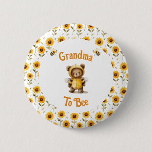 Cute Honey Bee Bear Ba-Bee Shower  6 Cm Round Badge