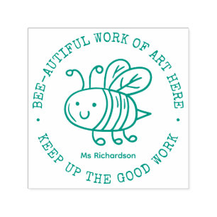 Cute Honey Bee Beautiful Work Art Teacher Praise Self-inking Stamp