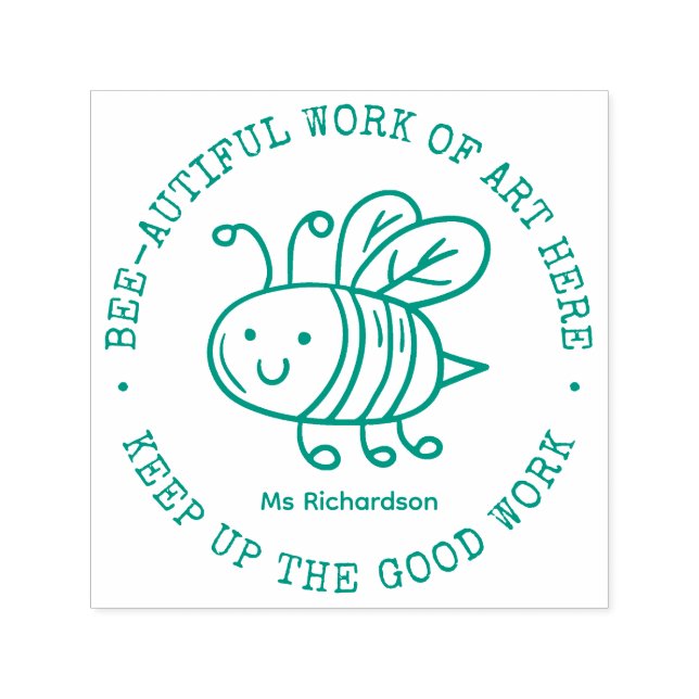 Cute Honey Bee Beautiful Work Art Teacher Praise Self-inking Stamp (Design)
