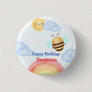 Cute honey bee Bee Birthday Party 3 Cm Round Badge