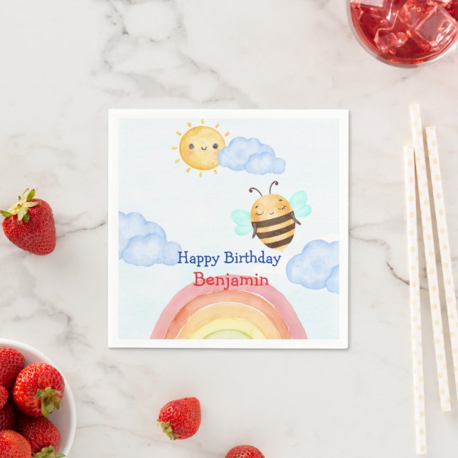 Cute honey bee Bee Birthday Party Napkin (Insitu)