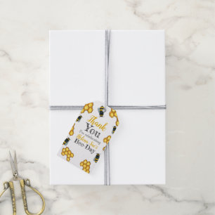 Cute honey bee birthday party gift tags