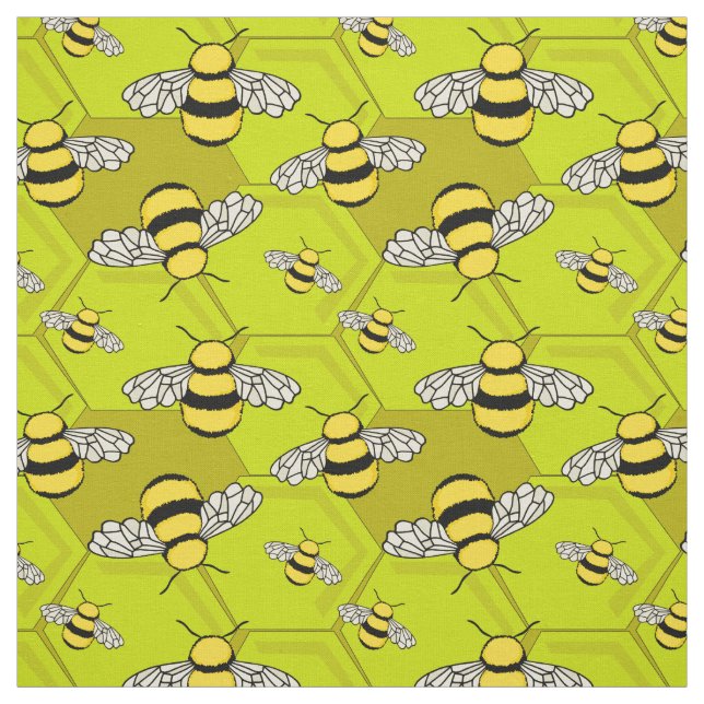 Cute Honey Bee Cartoon Beehive Pattern Fabric (Swatch)