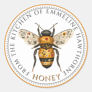 Cute Honey Bee Floral Honey Label