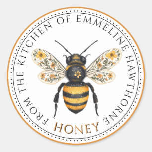 Cute Honey Bee Floral Honey Label