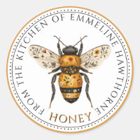 Cute Honey Bee Floral Honey Label