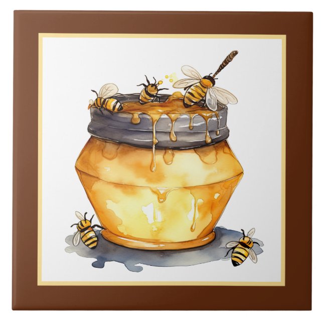 Cute honey bee home business crafting  tile (Front)