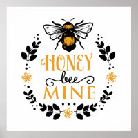 cute honey bee mine word art